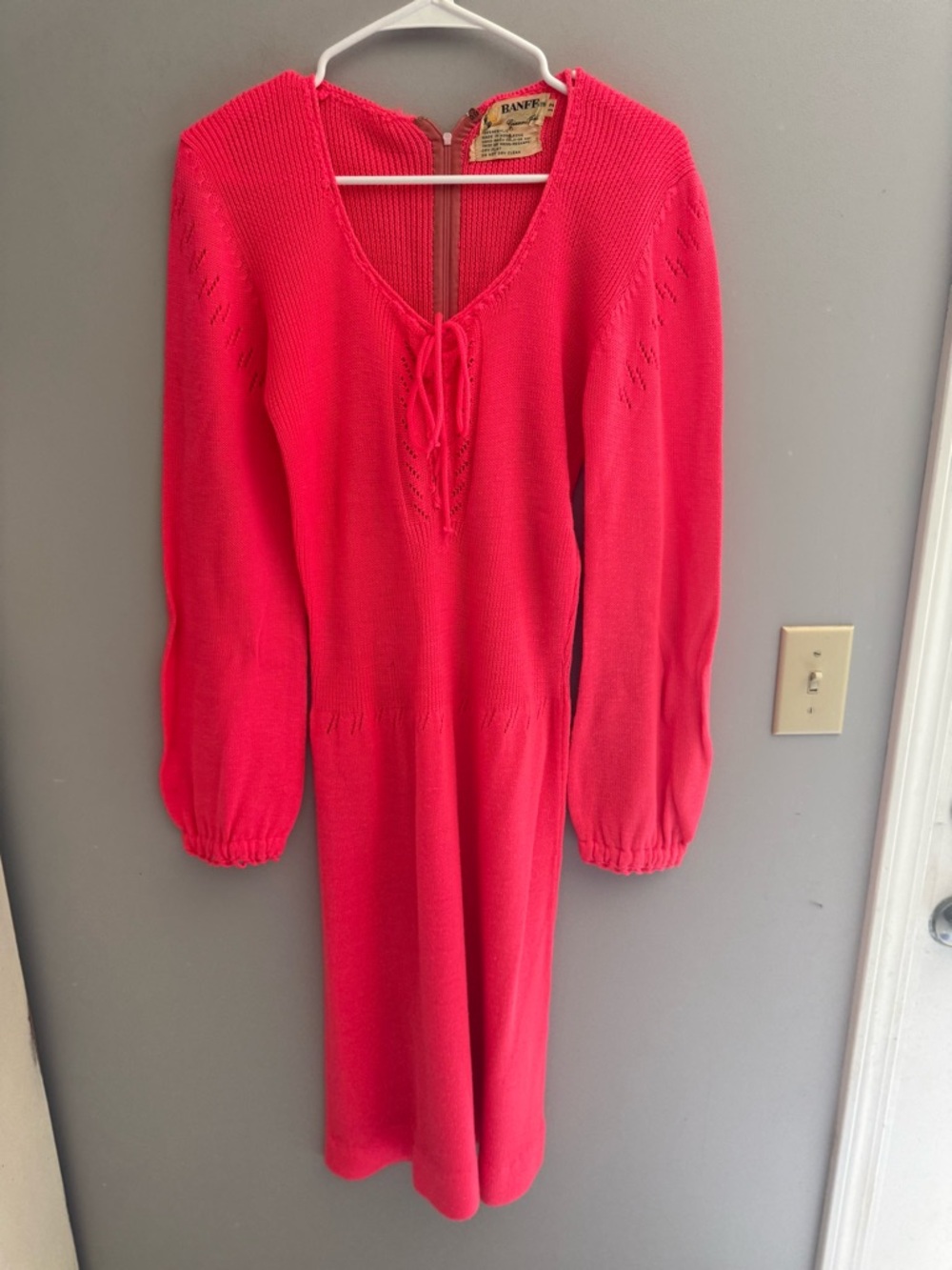 VTG Banff LTD Styled By Gianna Ferri Womens Pink Long Sleeve Knit  Dress SZ 12